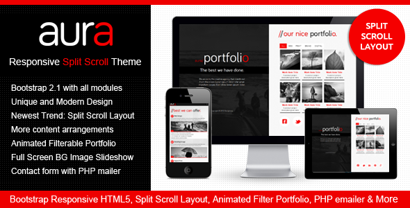 ThemeForest - Aura - HTML5 Responsive Split-Scroll on Bootstrap