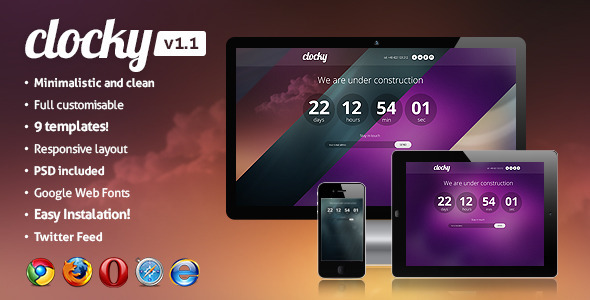 ThemeForest - Clocky v.1.1 - Amaizing Under Construction Page - Full Article