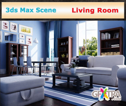 Living room Scene for 3ds Max