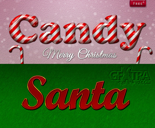 Santa and Christmas Candy Styles for Photoshop