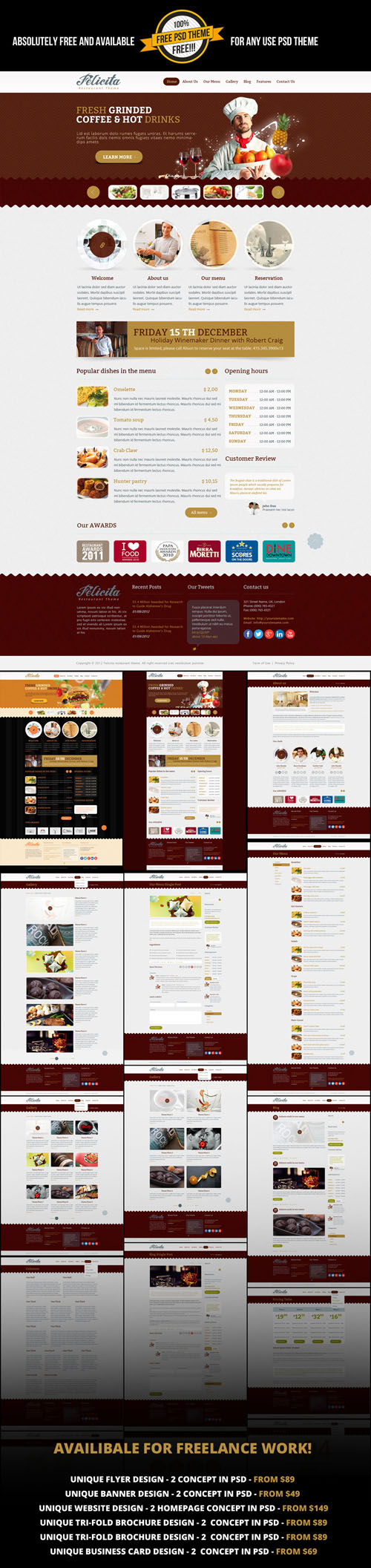 Felicita Restaraunt Bar Cafe Theme PSD Template