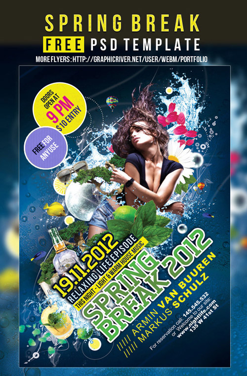 Spring Break Party - Flyer PSD Template