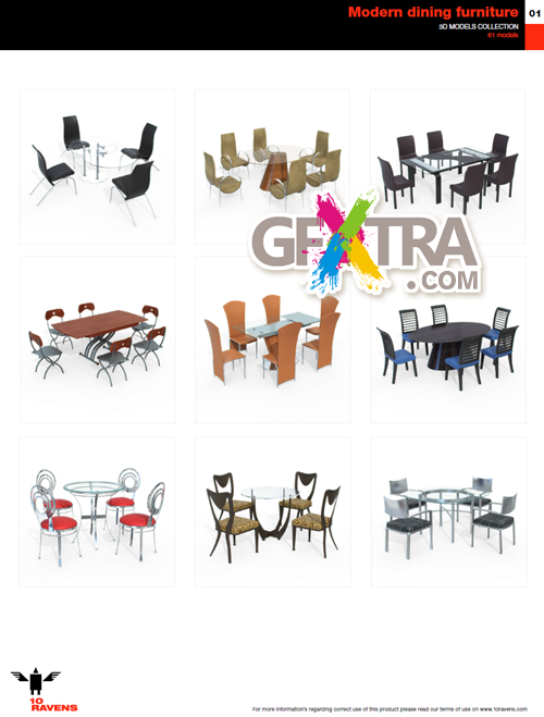 10ravens: 3D Models collection 024 Modern dining furniture 01