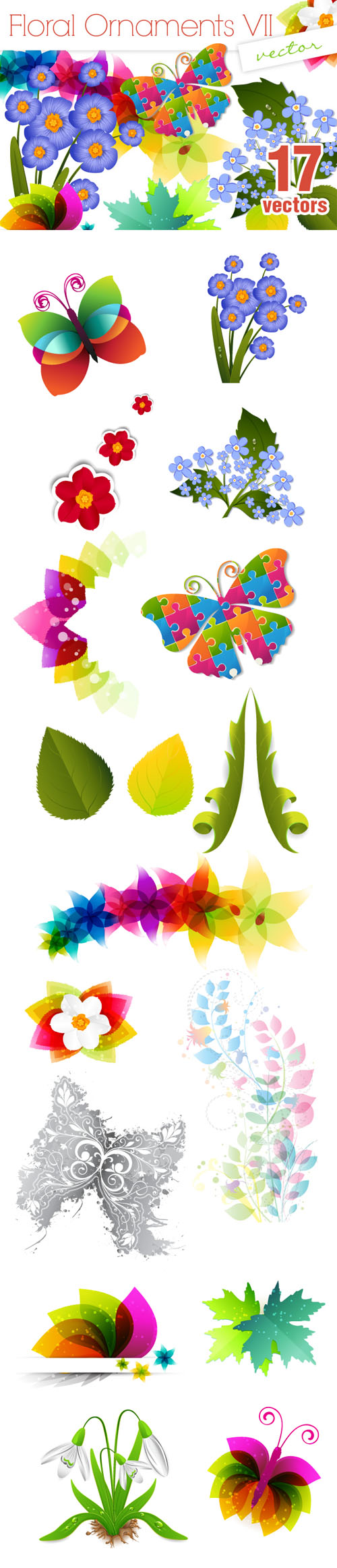 Designtnt - Vector Floral Ornaments Set 7