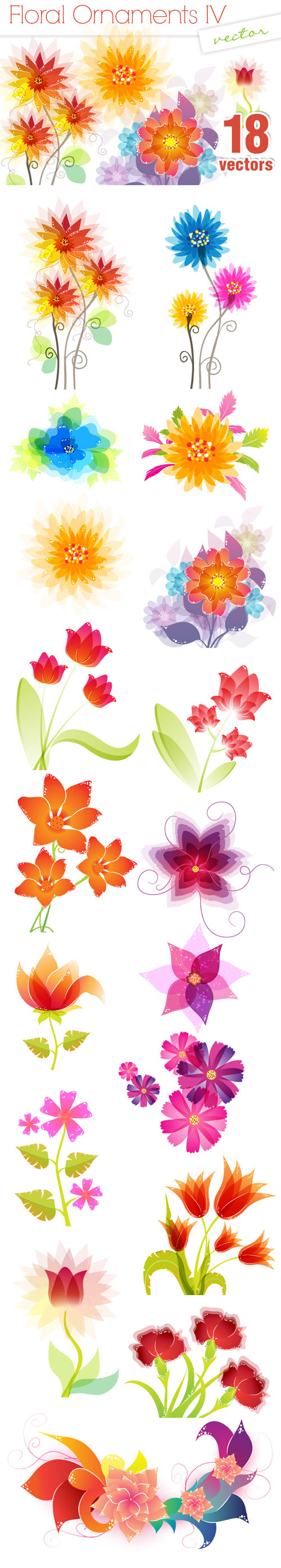 Designtnt - Vector Floral Ornaments Set 4