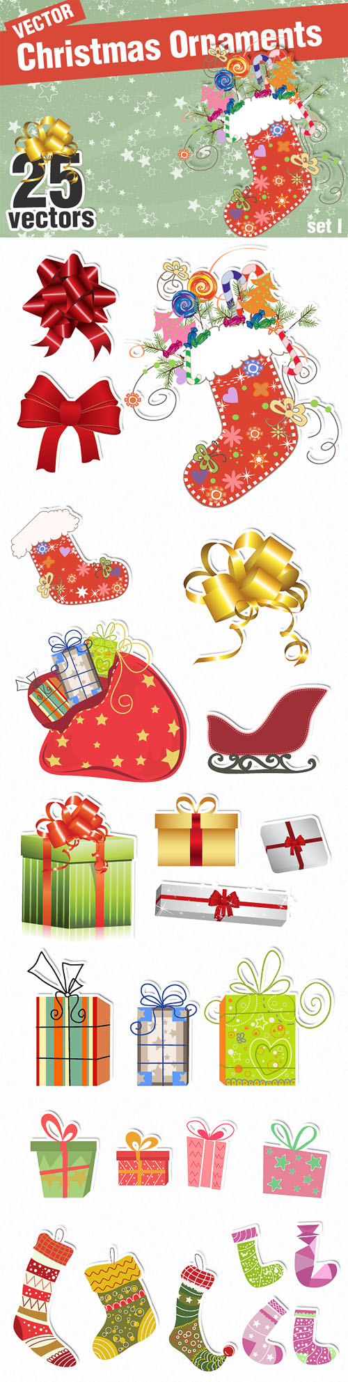 Designtnt - Christmas Vector Ornaments Set 1