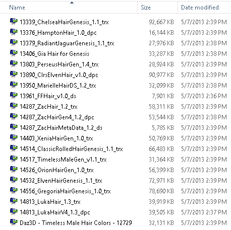 DAZ 3D Hair Packs