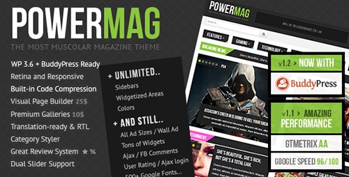 ThemeForest - PowerMag v1.1.1 - The Most Muscular Magazine/Reviews Theme