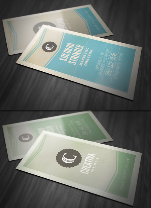 Vintage Vertical Business Card PSD Template