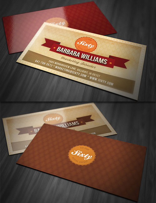 Retro-Style Business Card PSD Template