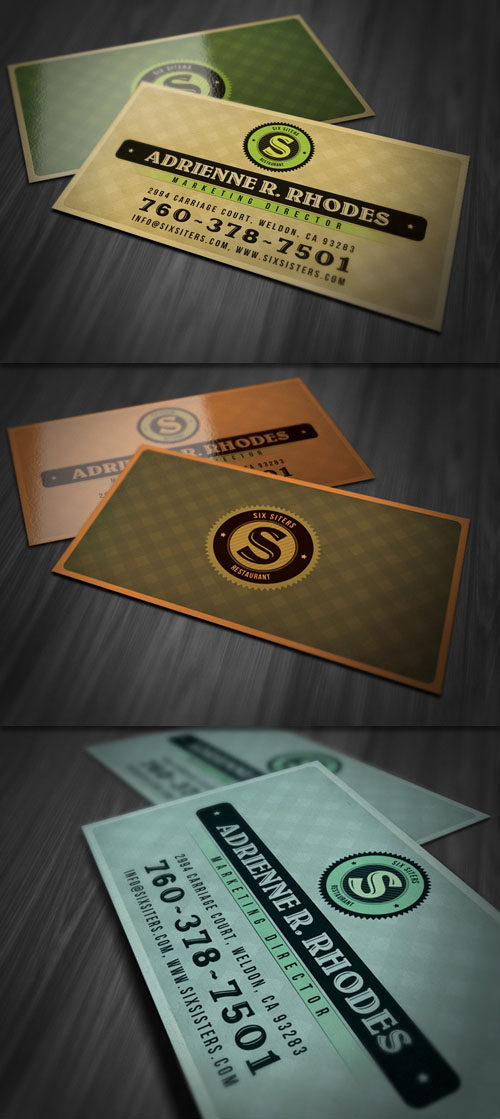 Retro Patterned Business Card PSD Template