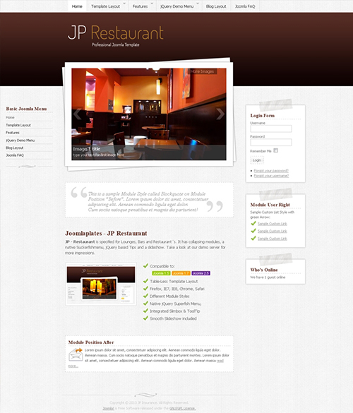 JoomlaPlates - JP Restaurant - Template for Joomla 2.5