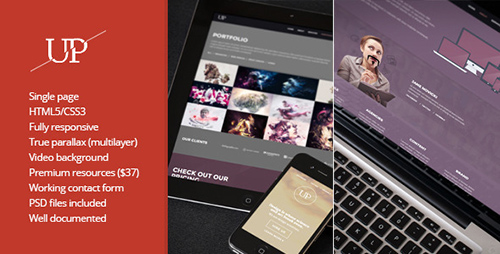 ThemeForest - UP - Premium True Parallax Single Page Template - RIP