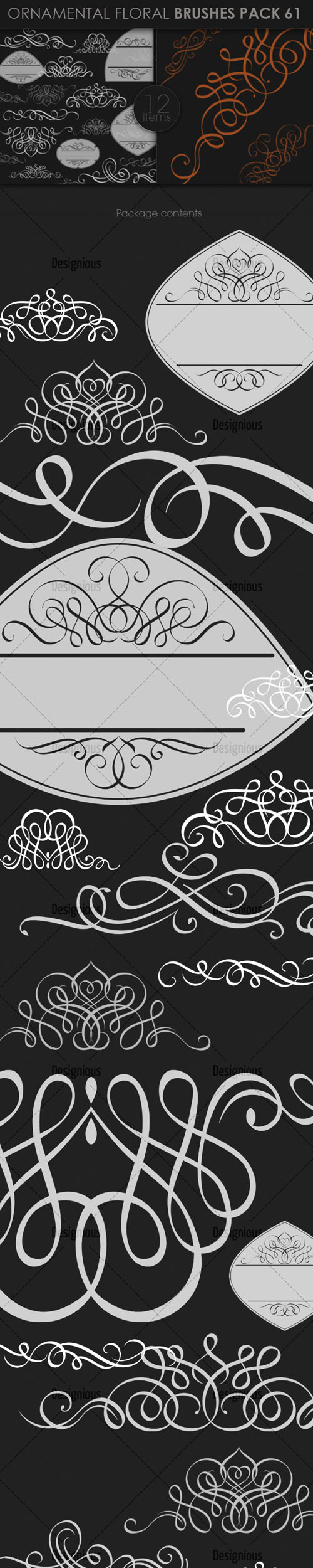 Ornamental Floral Photoshop Brushes Pack 61