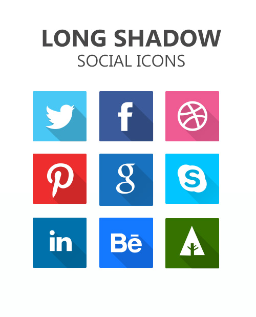 PSD Icons - Social - Long Shadow