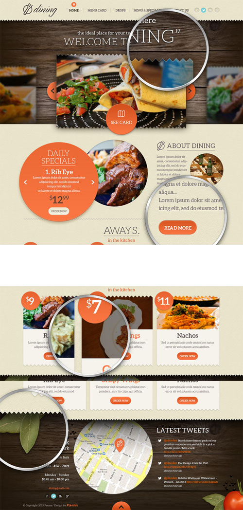 Pixeden - Dining Restaurant Psd Template