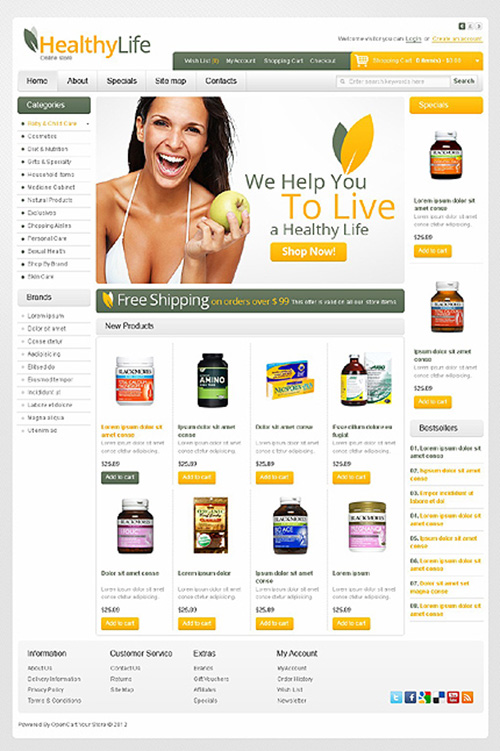 TemplateMonster - TM 38175 - White Drug Store OpenCart Theme