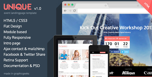 ThemeForest - Unique - Responsive HTML5 Flat Event Landingpage - RIP