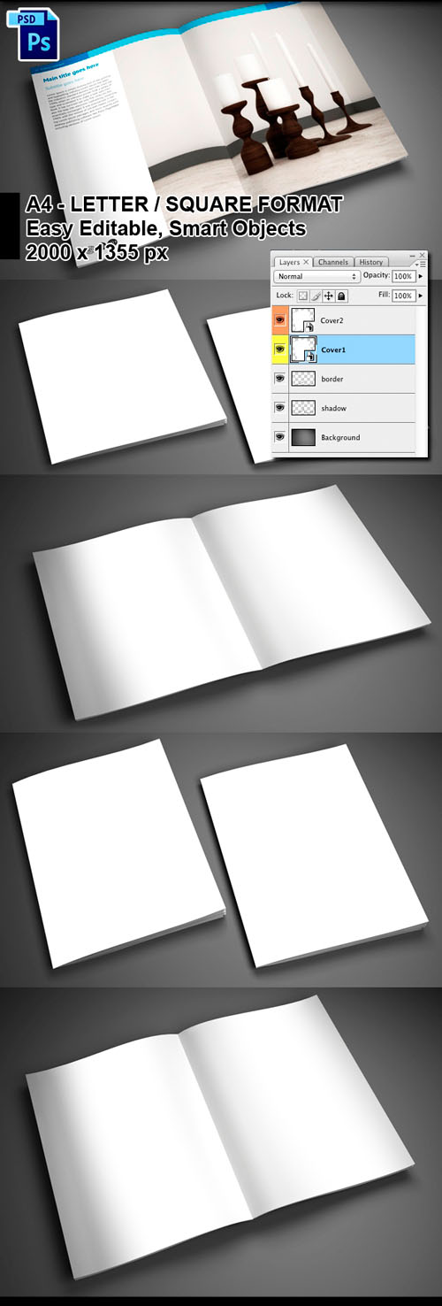 4 PSD Brochure Mock-ups Templates