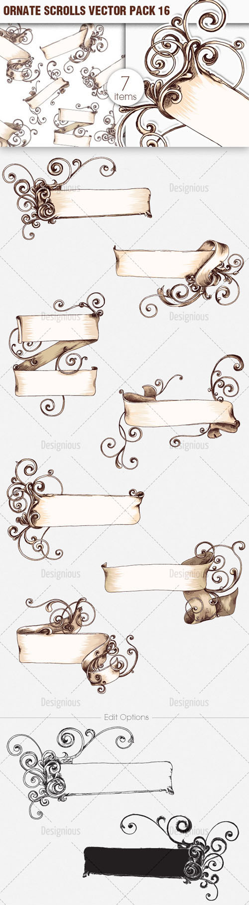 Ornate Scrolls Photoshop Vector Pack 16