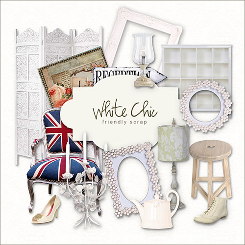 Scrap-kit - White Chic - Vintage PNG Illustrations