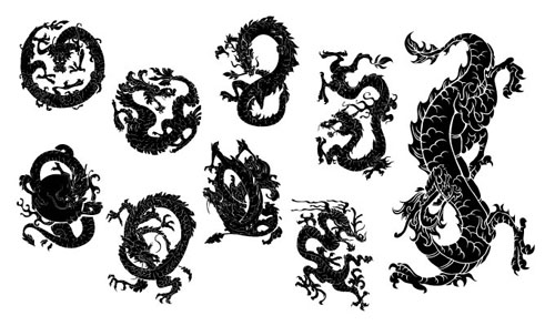 Japanese Dragons Photoshop Vector Pack 1