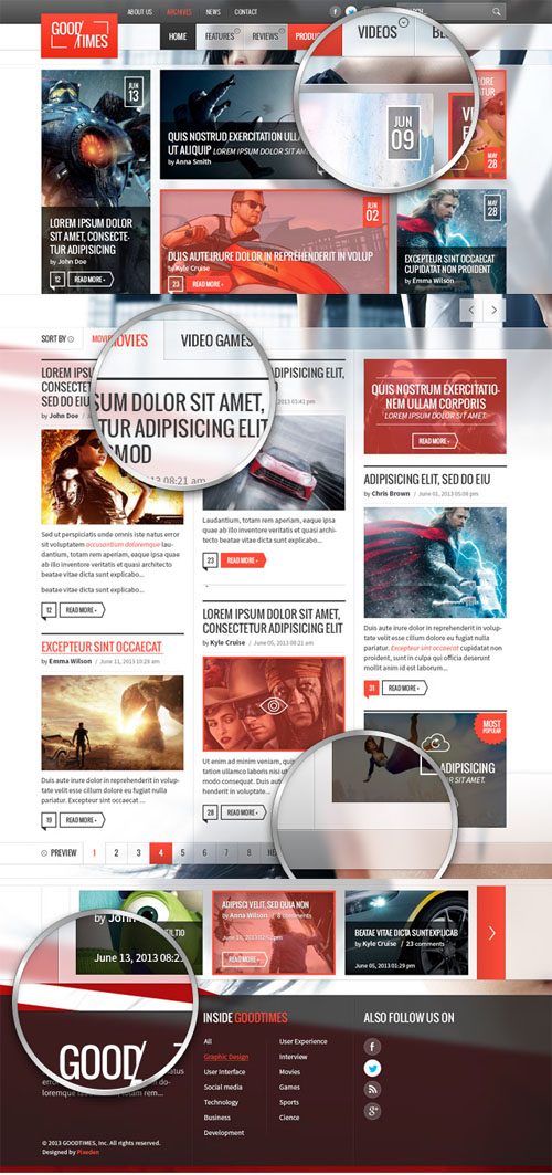 Pixeden - Good Times Magazine Psd Website