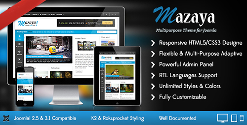 ThemeForest - Mazaya v1.0 - Responsive Joomla News, Multipurpose Theme