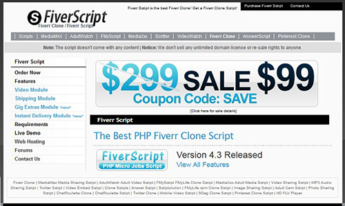 Fiverrscript v2.7 + v3.7 Clone Script