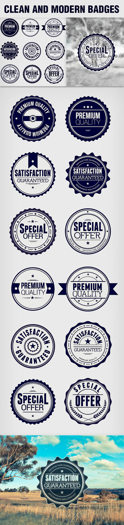 9 Clean and Modern Photoshop Badges