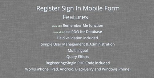 CodeCanyon - Register/Sign In Mobile Form v3.0