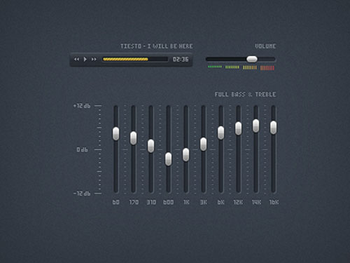 Mini Music Player Interface PSD Template