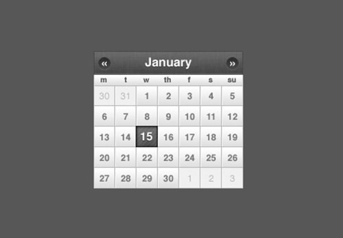 Sleek Small Calendar jQuery or CSS Date Picker PSD Template