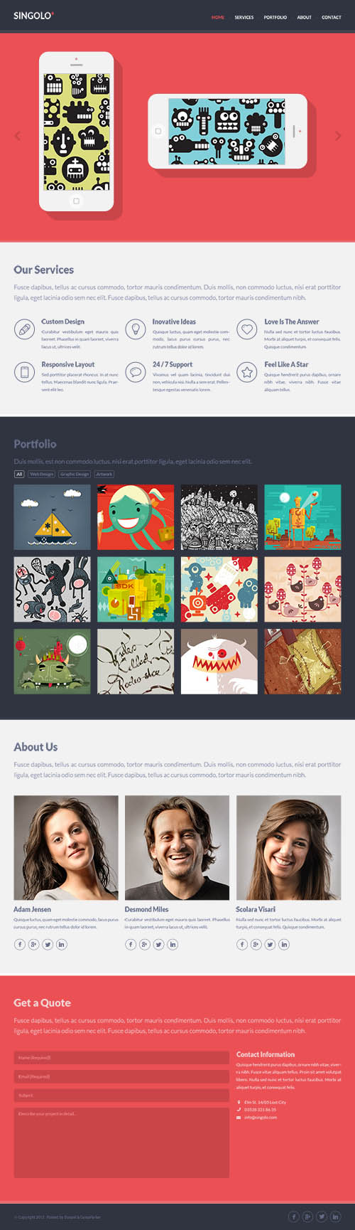 PSD Web Template - Flat Single Page Website