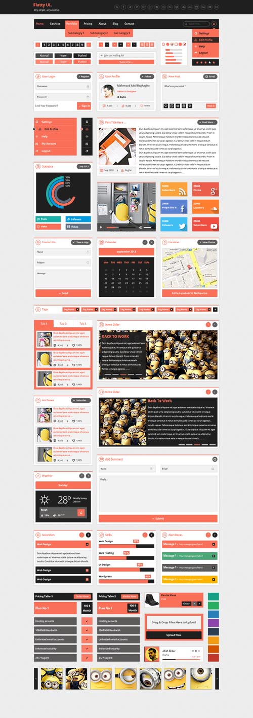 PSD Web Design - Flatty UI Kit