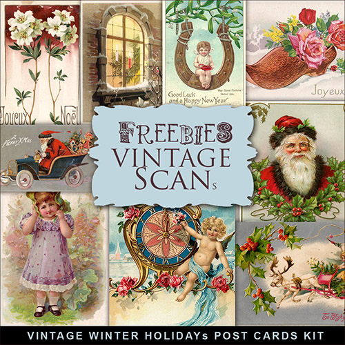Scrap-kit - Vintage Winter Holliday's Post Cards Images