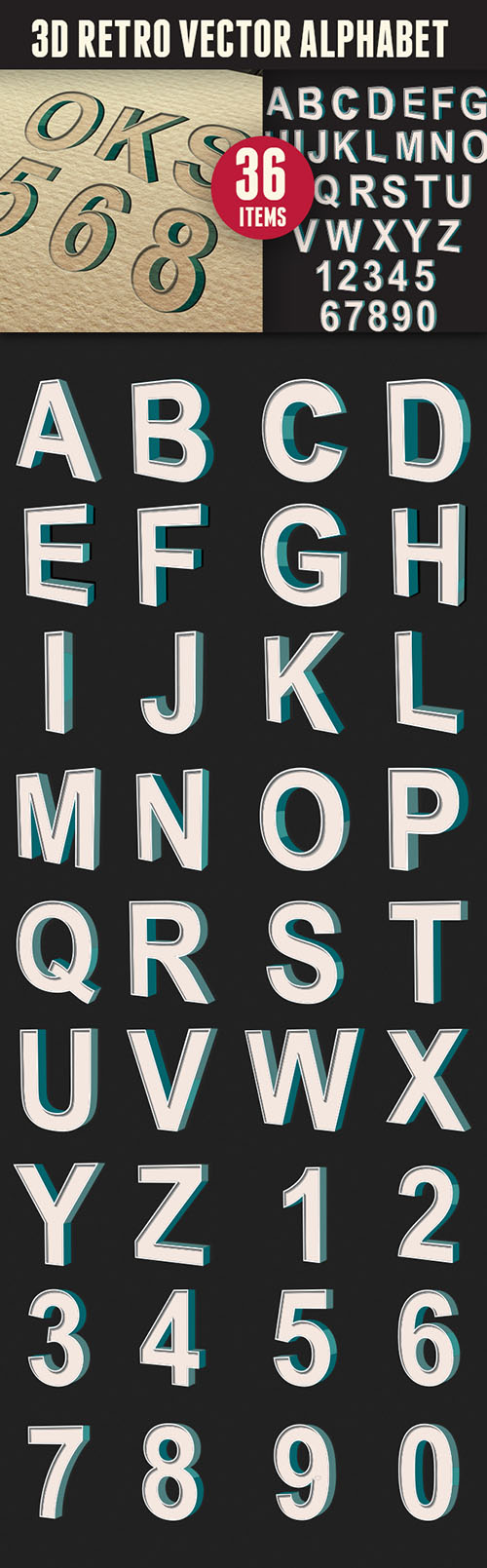 3D Retro Vector Alphabet