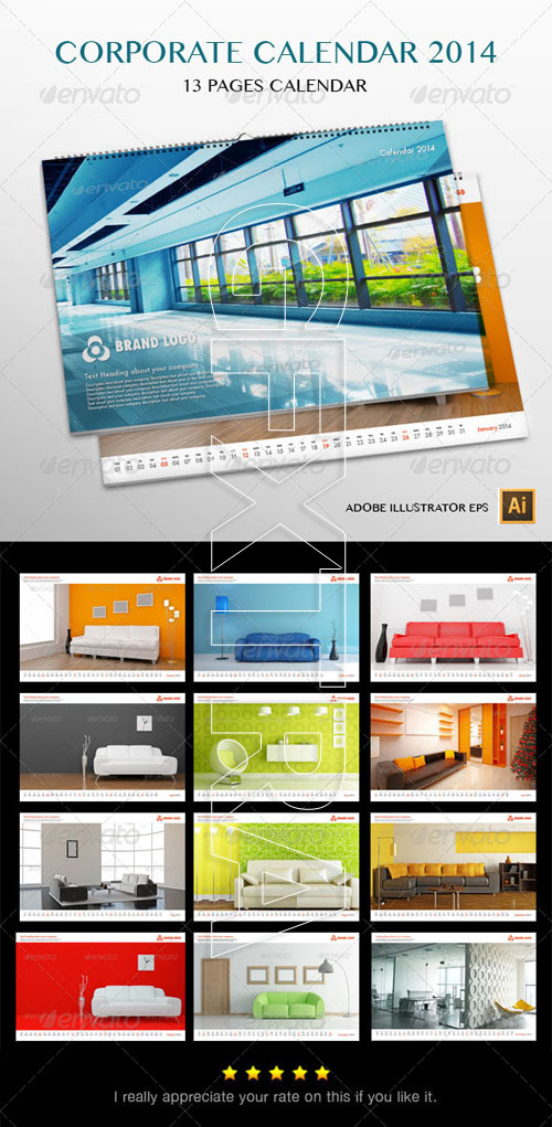 GraphicRiver - Corporate Wall Calendar 2014