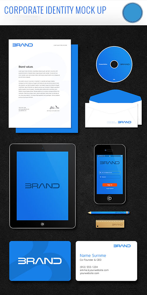 Corporate Identity PSD Mockup Template