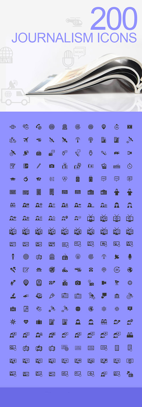 SVG & JPG Web Icons - 200 Journalism Icons