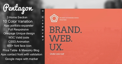 ThemeForest - Pentagon - Unique Responsive Onepage template - RIP