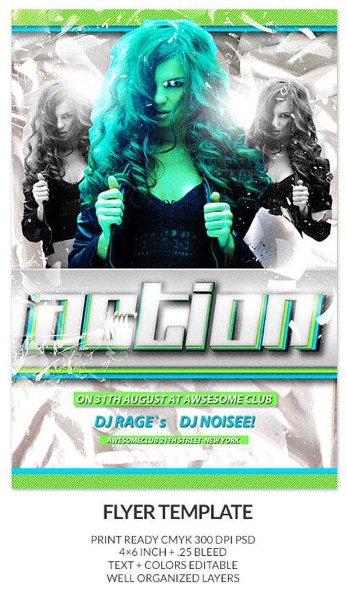 Action Club Party Flyer/Poster PSD Template