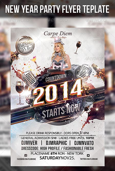 New Year Party Flyer Template 6254523