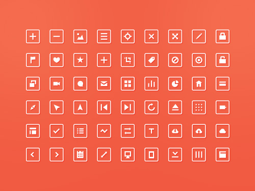 PSD Web Icons - 54 Squared Icons