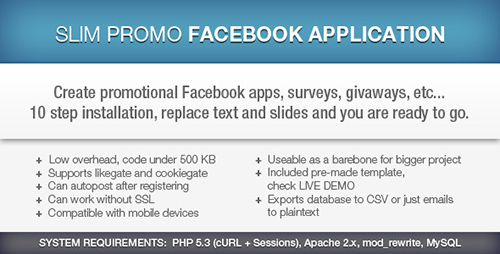 CodeCanyon - Slim Promo Facebook Application v1.0.0