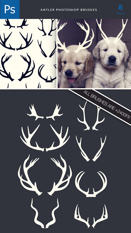 Designtnt - Antlers Brushes Set 1