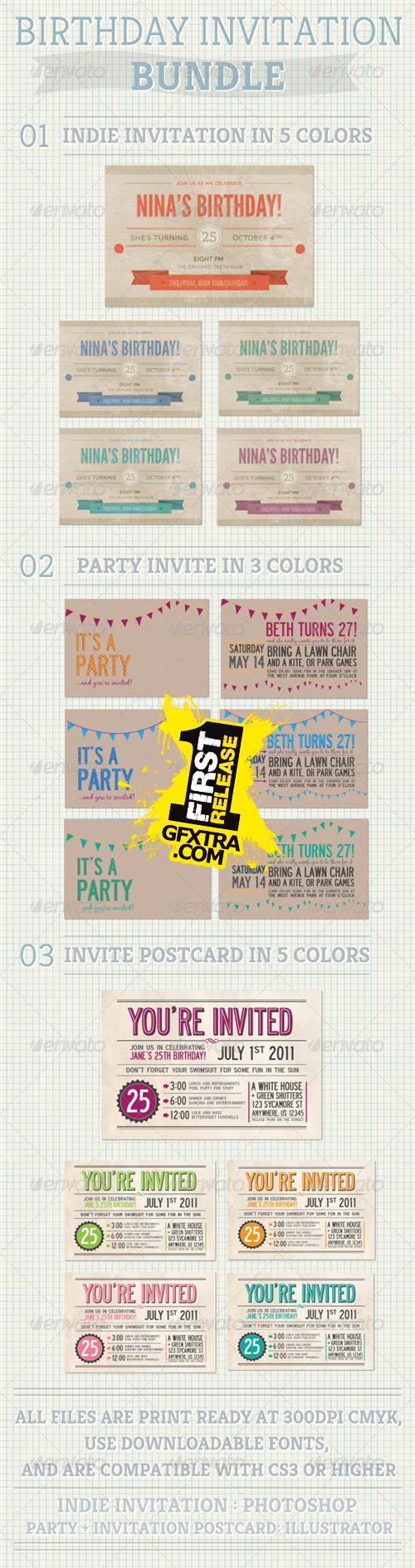 GraphicRiver - Birthday Invitation Bundle