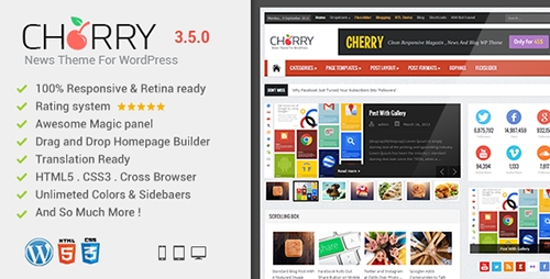 ThemeForest - Cherry v3.5.0 - Responsive WordPress News, Magazine, Blog