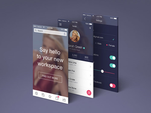 PSD Web Design - App Screens Perspective MockUp