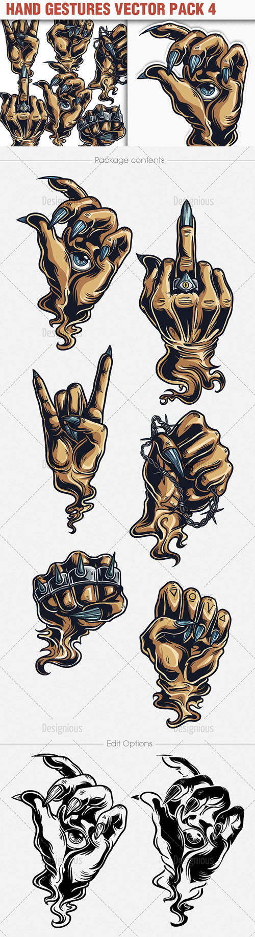 Hand Gestures Vector Illustrations Pack 4